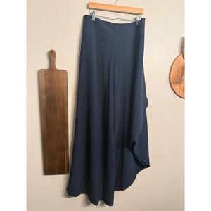 By Design Womens Navy Blue Asymmetrical Flat Front A-Line Long Maxi Skirt Medium
